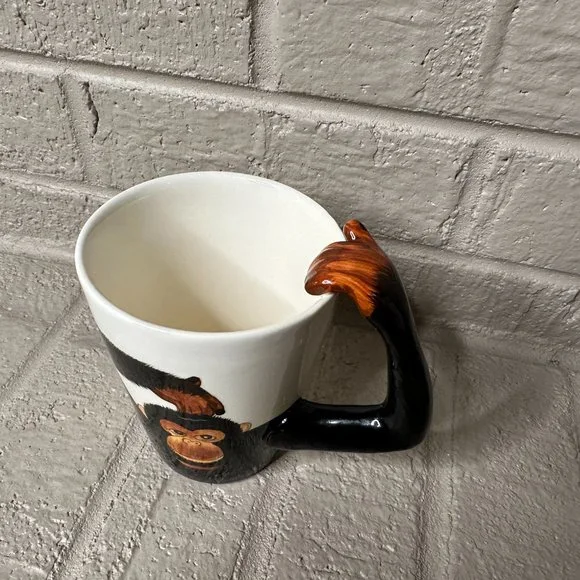 World Market Monkey Chimp Ape Coffee Tea Mug Cup Arm is Handle - Picture 2 of 5